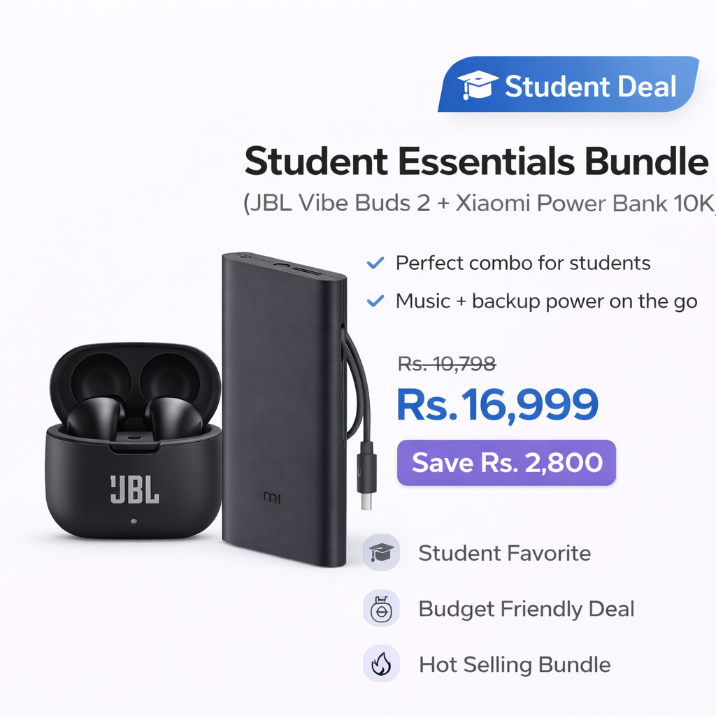 student essentials bundle (jbl vibe buds 2 + xiaomi power bank 10,000mah)